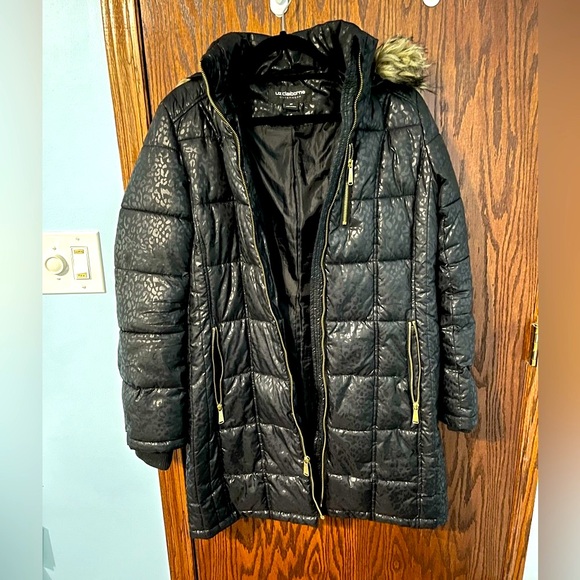 Liz Claiborne Long Puffer Parka with Removable Hood - Picture 3 of 3